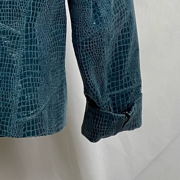 Pamela McCoy Turquoise Snakeskin Embossed Pure Leather Jacket NWOT - Picture 7 of 12